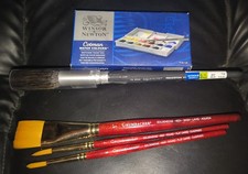 Winsor Newton Cotman Water Colors Set/With 4 Random Brushes 1 A.E. 3 G.B.