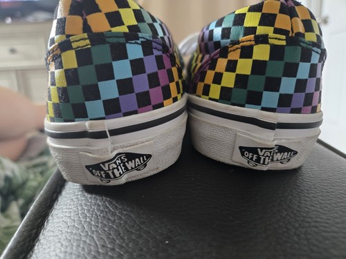 Vans Youth Missy Size 3 Old Skool Rainbow Checkers Skateboard Shoes - Picture 5 of 11