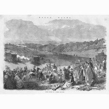 EPSOM Downs on Derby Day Morning - Antique Print 1863