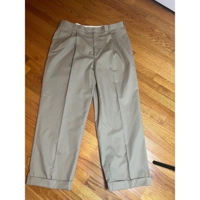 Austin Reed Pleated Dress Pants Khaki Trousers Cuffed Hem Business 38x29