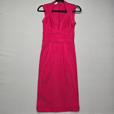 House of CB Sophia Wine Red Ribbed Bandage Midi Dress Size S Authentic Sexy