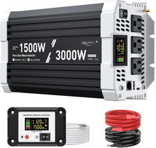 1500 Watt Pure Sine Wave Inverter, 12V DC to 110V AC Power Inverter, Used for So