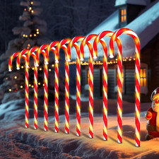 Christmas Candy Cane Lights 21 Inch 10 Pack 8 Lighting Modes Flickering Candy Ca