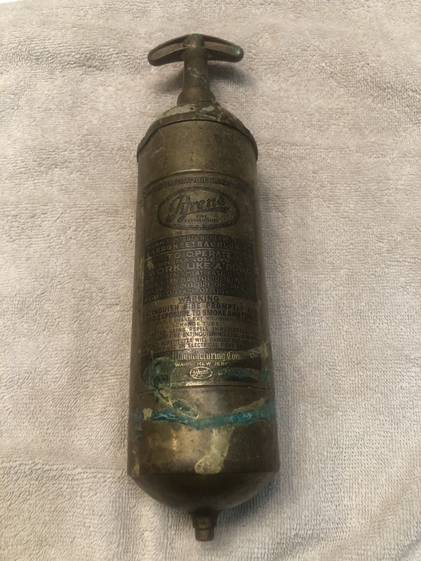 Pyrene Brass Vehicle Automobile Fire Extinguisher Empty No Serial Number