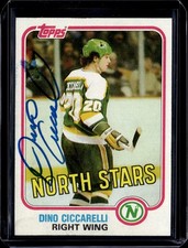 1981-82 TOPPS HOCKEY NHL ON CARD AUTO #105 DINO CICCARELLI NORTH STAR ROOKIE HOF. rookie card picture
