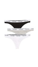 calvin Klein Womens Carousel 3-Pack Thong QD3587 Black / White / Grey Heather XL