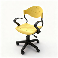 SEDIA UFFICIO GIALLA PP Ergonomica Girevole Braccioli Ruote Gas 44x47x91cm