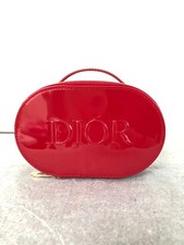 Dior Cosmetic Makeup Bag RED SHINY with Handle  Gold Zipper NEW
