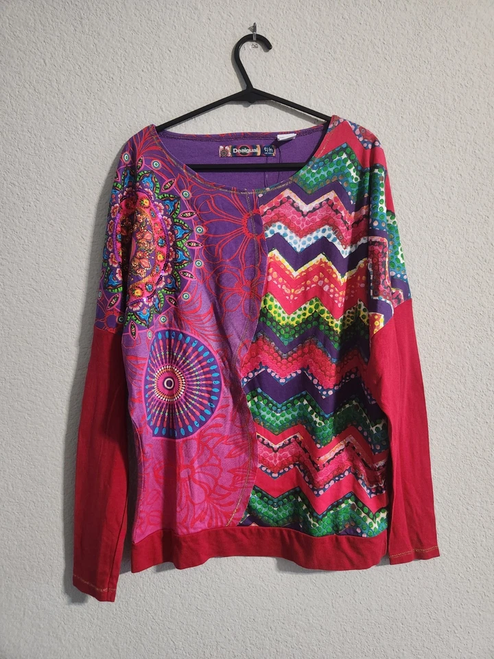 Camiseta Desigual NUEVA CON ETIQUETAS Niñas Rodhe Rosa/Púrpura Multi Adornada Talla 13/14 Foto 2 de 4