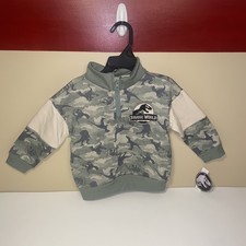 NEW Boys Size 2T Jurassic World Quarter Zip Sweatshirt Dinosaur Print Toddler