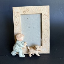 3-Dimensional 2002 Children's Photo Frame Child w/ Dog / Puppy 5" x 6.75"