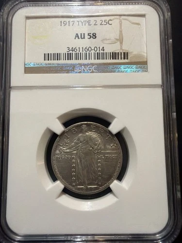 1917 Type 2 - Standing Liberty Quarter - NGC AU58