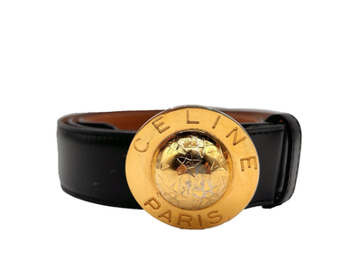 ヴィンテージ　CELINE ゴールド ベルト ラージ　ロゴ　バブル　80 90年 CELINE PARIS Planet VINTAGE Belt Made in France Gold Buckle Pre