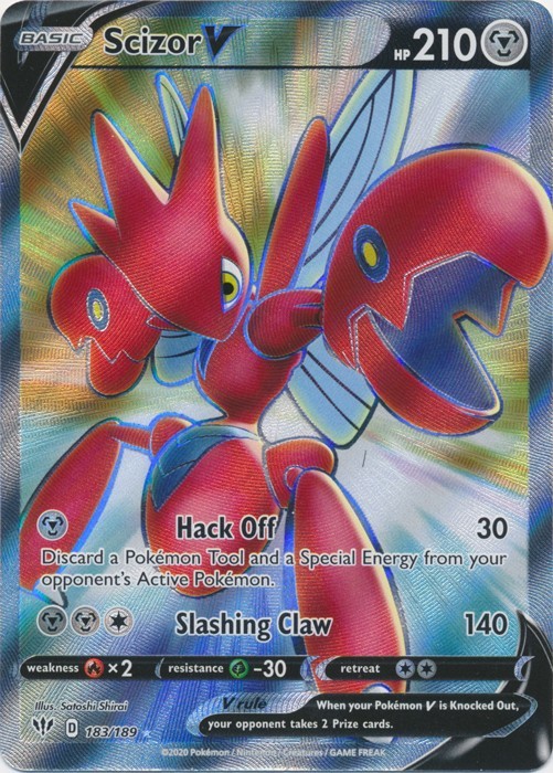 Scizor V (Full Art) 183/189 Swsh03: Darkness Ablaze Holo Pokemon Card TCG - NM/M