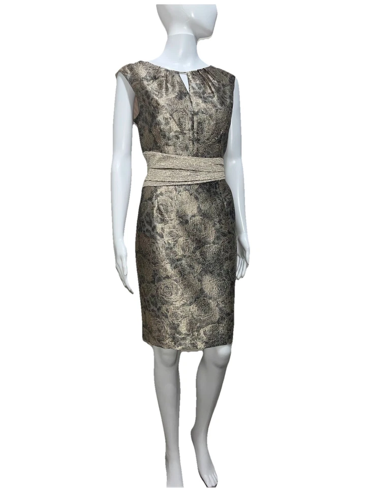 Vestido Vaina Ellen Tracy Talla 6 Metálico Dorado/Bronce Completamente Forrado Noche Fiesta Foto 4 de 4