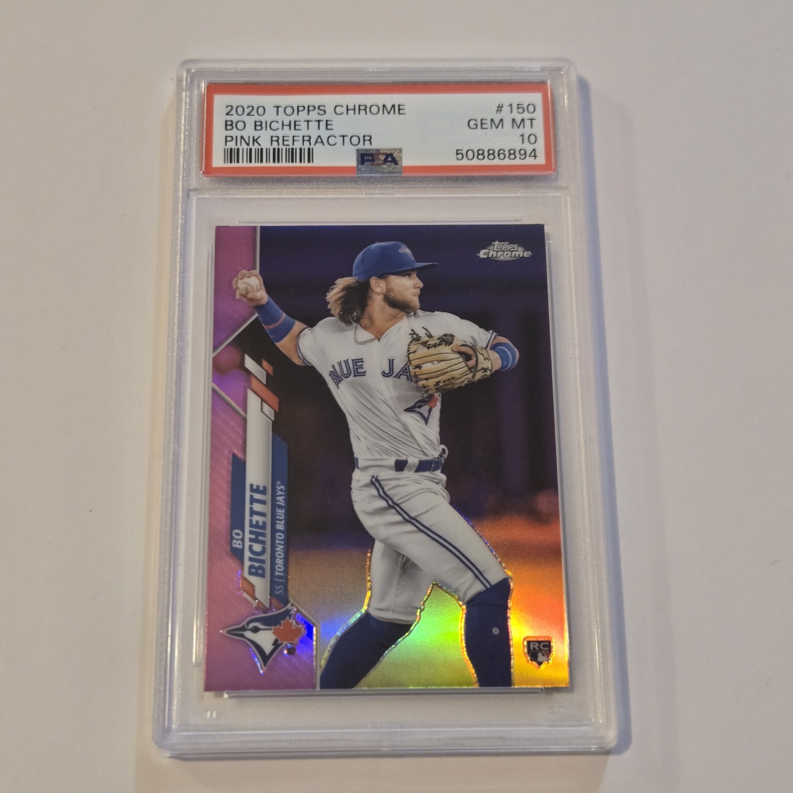 2020 Topps Chrome Bo Bichette RC #150 Pink Refractor PSA 10