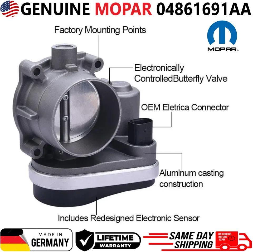 Cuerpo de acelerador MOPAR genuino para Chrysler Dodge 2005-2010 04861691AA, A2C53099253 Foto 3 de 4