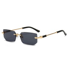 Rimless Rectangle Sunglasses Mirror Lens Metal Frame Travel Outdoor Glasses