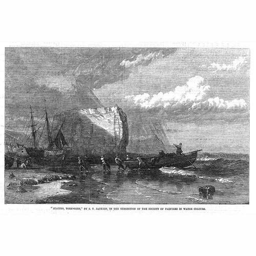 SAMUEL PHILIPS JACKSON Staithes Yorkshire - Antique Print 1863