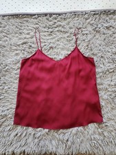 Quince Cami Tank Top Womens L Burgundy Red Washable Stretch Silk V Neck Camisole