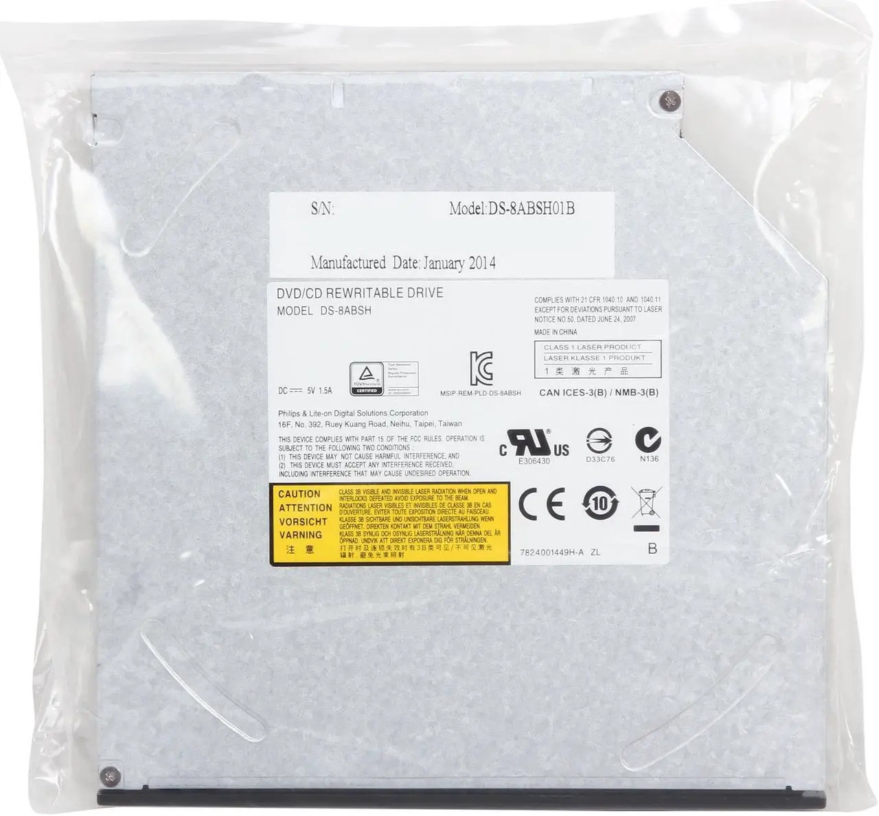PLDS DS-8ABSH 12.7mm 0.5in Slim SATA 24X DVD Burner Writer DVD±RW ±R DL WARRANTY