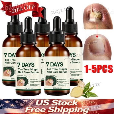 1-5PC 7 Days Tea Tree & Ginger Nail Care Serum 30ml For Repair Dry Brittle Nails