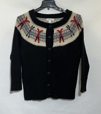 Vintage ski cardigan size L Fair Isle Nordic Navy Blue Button Winter