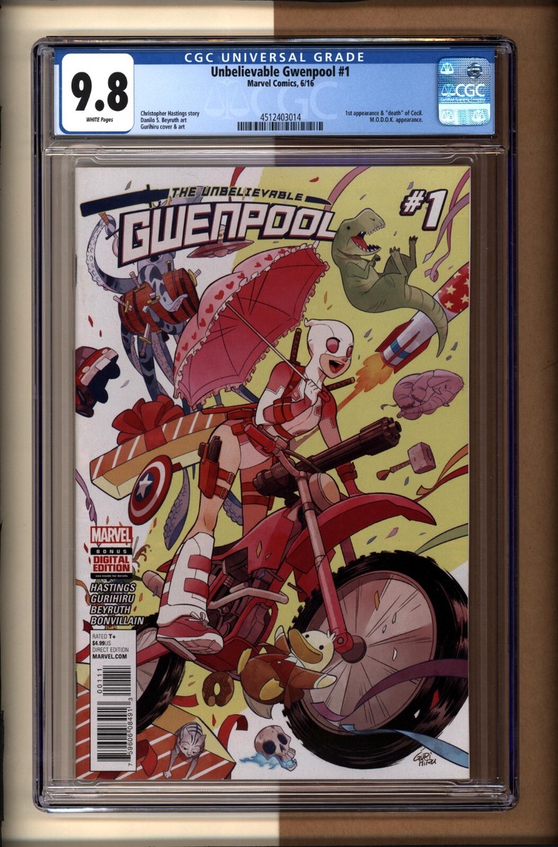 Unbelievable Gwenpool #1, CGC 9.8, 1st Solo Titled Series , Marvel
