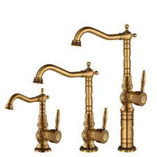 Antique Brass Bathroom Basin Faucet Vessel Sink Single Hole/Handle Mixer Taps