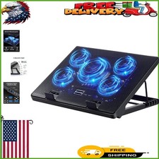 Whisper-Quiet Laptop Cooler with 5 Fans  USB Hub   Perfect for 12-17'' Laptops