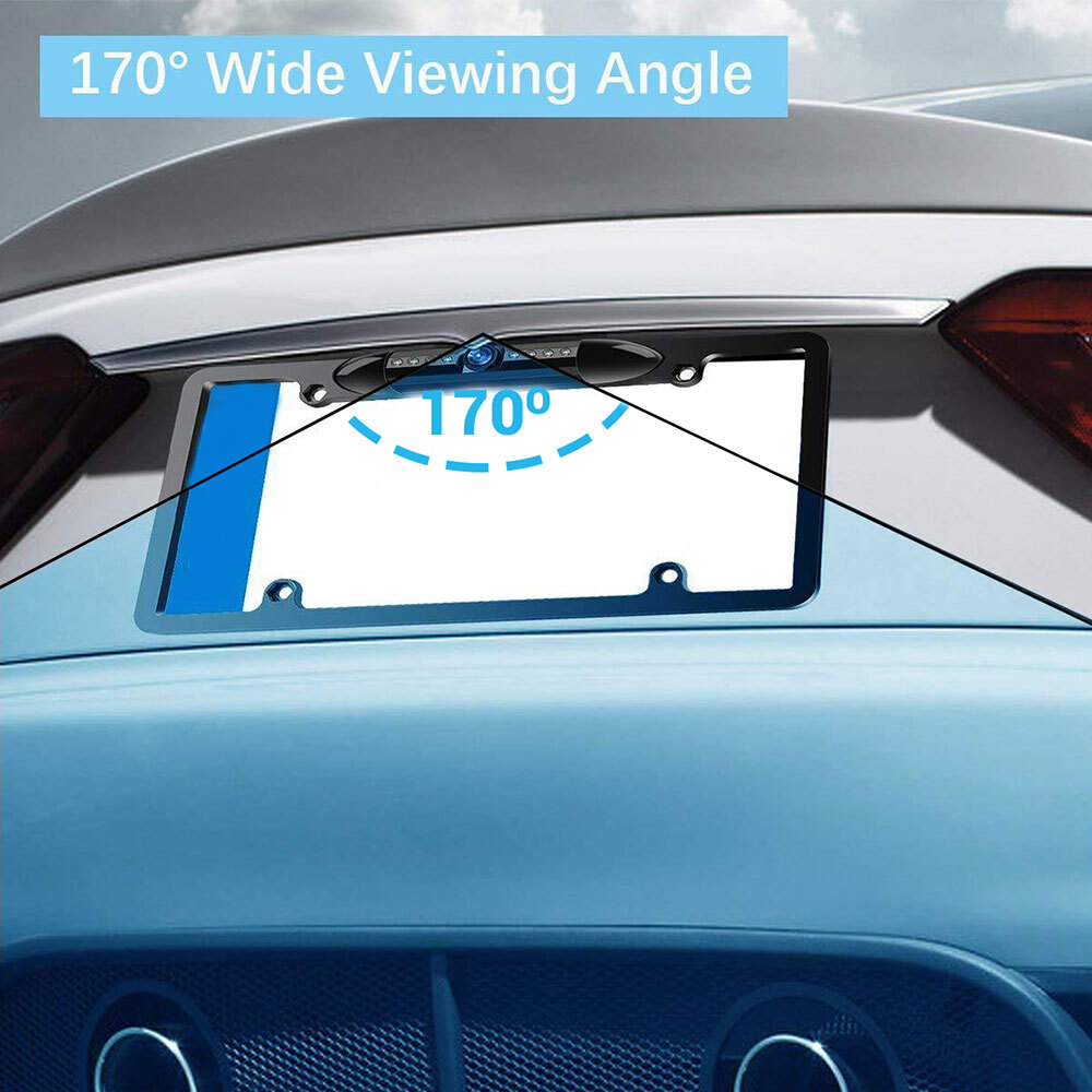 License Plate Metal Frame Rear View Backup Camera CMOS HD  LED Night Vision 2024