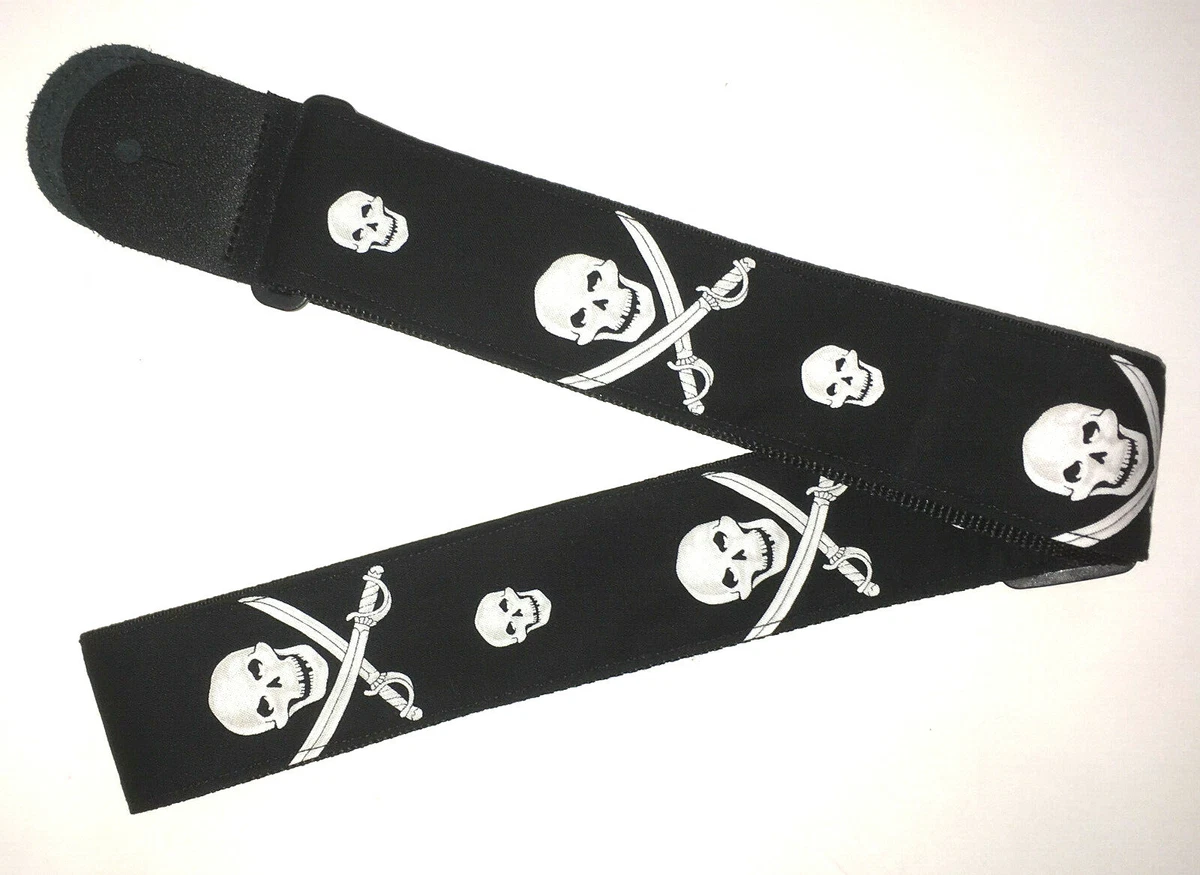 Skull and crossbones guitar strap deals