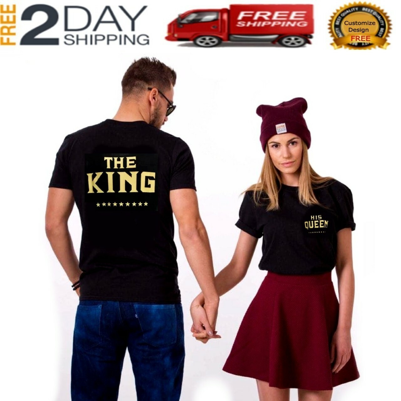 CAMISETAS PARA PAREJAS KING Y QUEEN PERSONALIZADAS A PETICIÓN ROPA DIVERTIDA 111