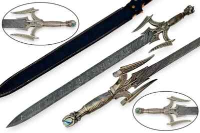 Custom Handmade Marvelous Damascus Steel BARBARIANS Sword & Sheath