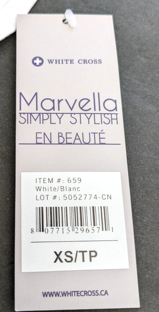 White Cross Marvella Scrub Top, Sz. XS, Color ~ White "Lovely" Nice Stretch~ NWT