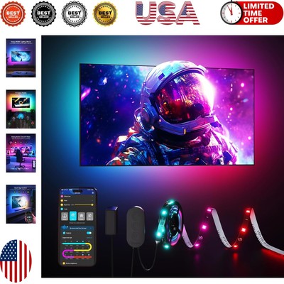 RGBIC Smart LED Backlight Strip for 40-50  TVs with Voice Control & Music Sync