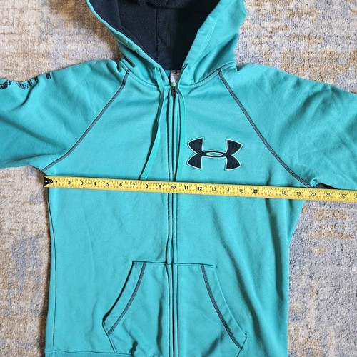 Under Armour Women's Full Zip Jacket Turquoise Blue/Green Medium Pockets Hooded - Picture 5 of 6