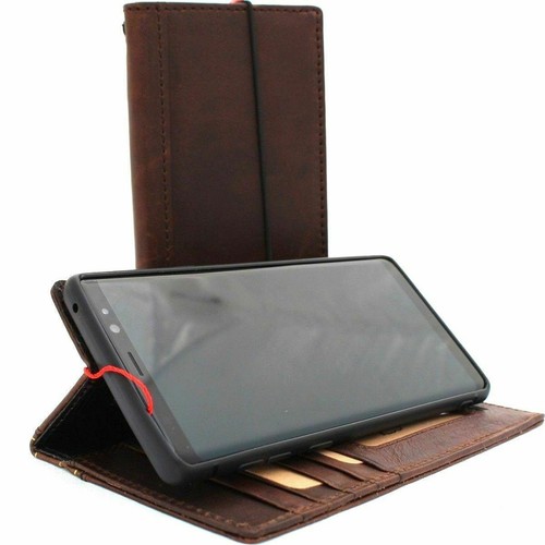 Genuine natural leather Case f Samsung Galaxy S10 Plus wallet book luxury rubber - Picture 2 of 6