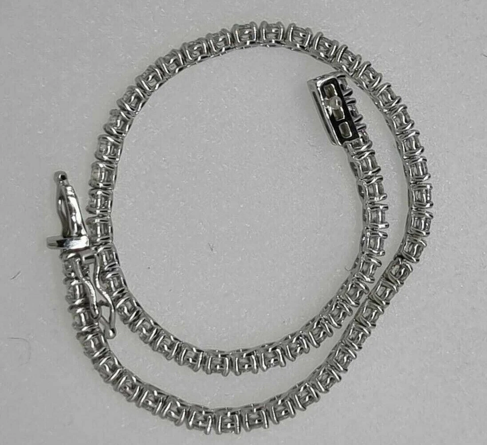 Brazalete tenis redondo de diamantes creado en laboratorio de oro blanco de 5,4 quilates 14 K para mujer 7,5 Foto 2 de 4