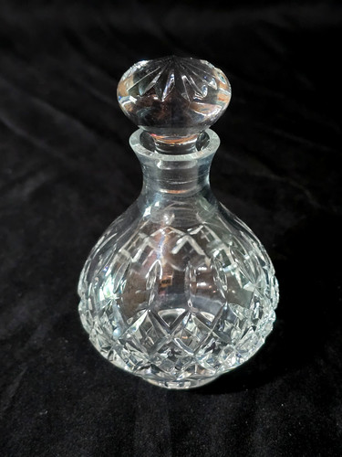 Denby Hand Cut Lead Crystal Perfume Bottle 4.5" Hungary Vintage 1980s