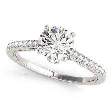 1.35 Ct Round Moissanite Engagement Proposal Ring 14K Solid White Gold Size 7 8