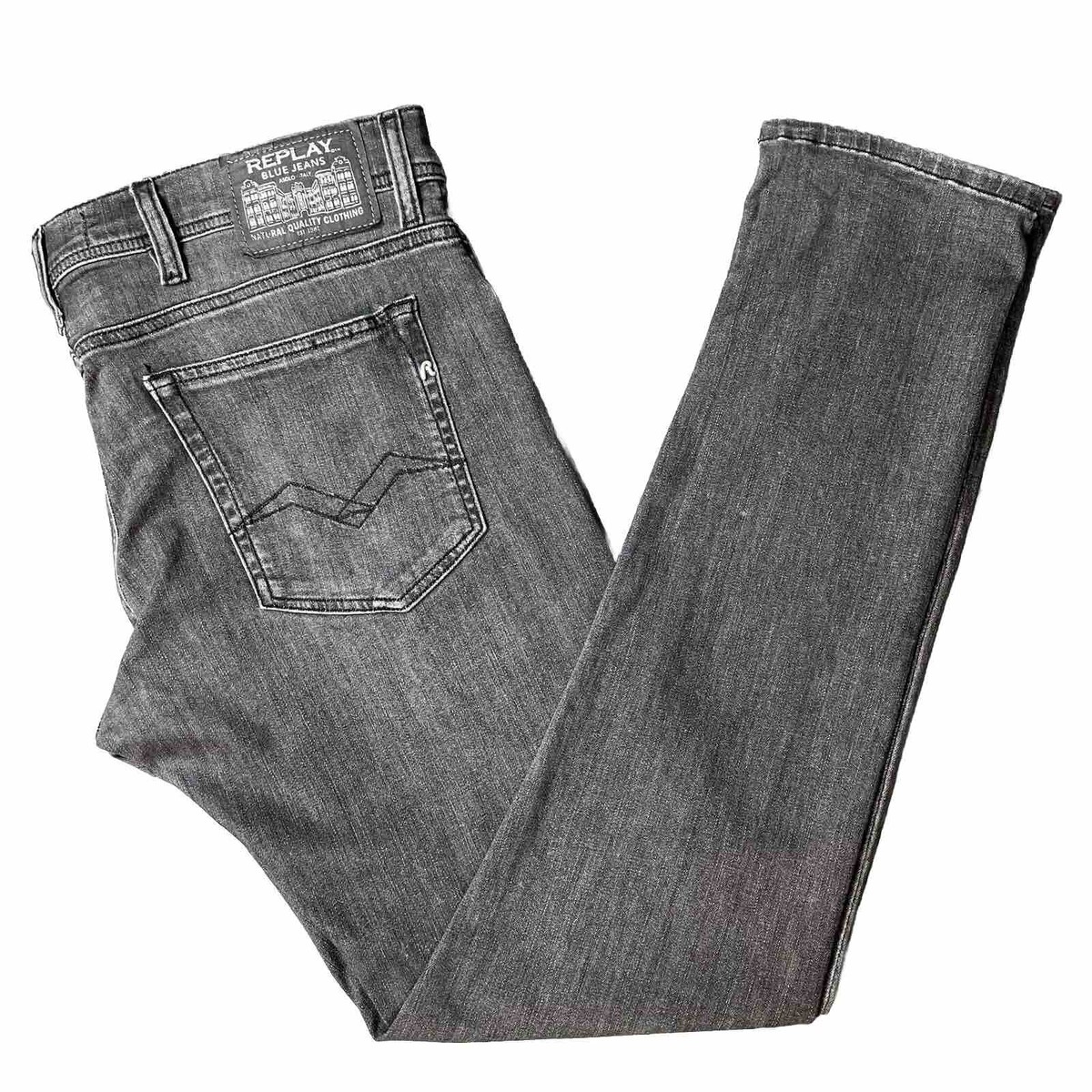 Replay Mens Jeans W34 (36) L32 Grey Black Jondrill MA931 Skinny