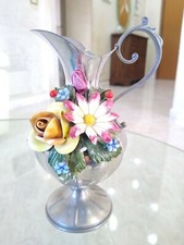 Anfora Peltro Ars Labor Fiori ceramica brocca soprammobile vintage shabby chic