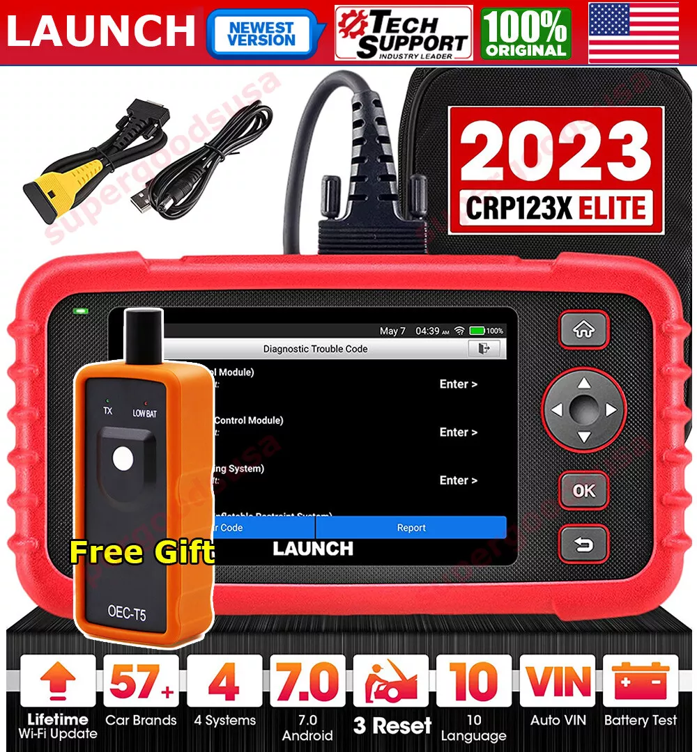 LAUNCH CRP123E OBD2 Scanner Engine/ABS/SRS/Transmission Diagnostic Scan  Tool Check Engine Code Reader with Oil Reset, SAS Reset, Throttle  Adaptation, Battery Test, Auto VIN, Lifetime Free Update 