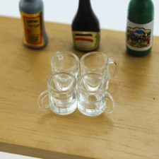 4pz Casa delle Bambole Miniatura Vetro Acqua Trasparente Tazza Tazze Accessorio Cucina 1/12 