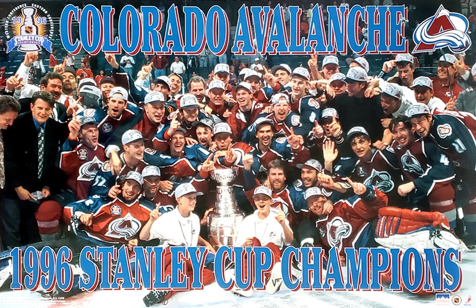 SPORTS POSTER WAREHOUSE Colorado Avalanche 1996 STANLEY CUP CHAMPIONS Vintage Original 22x34 Wall POSTER