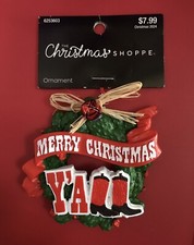 "Merry Christmas Ya'll" 3  Ornament Cowboy Boots Western Wreath