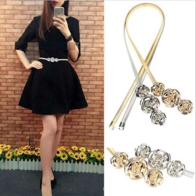 Silver Floral Triple-Rose Stretch Waist Belt Y2k Bebe Black Scrunchy Black Smocked Stretch Elastic Belt  main image 2