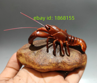 4.3″ Yixing Zisha Purple clay handmade lobster crayfish Kung Fu
