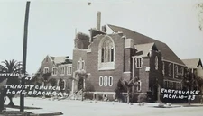 Trinity Church, Long Beach, California RPPC (1933) Damage After Earthquake